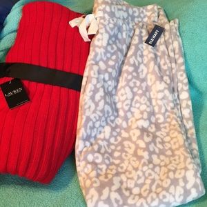 Old Navy Pj bottoms & brand new Ralph Lauren throw